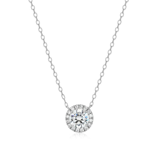 MN0147W - Halo Stud Necklace
