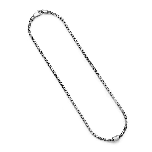 UN27 - Italian Chain Brushed Gunmetal Box Chain Necklace - 18"