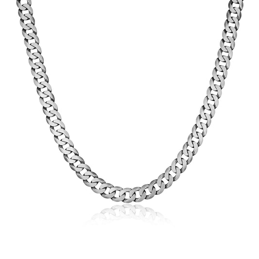 UN28 - Italian Chain Brushed Gunmetal Curb Chain Necklace - 20"