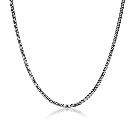 UN29 - Italian Chain Brushed Gunmetal Franco Chain Necklace - 22"