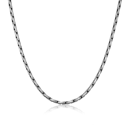 UN30 - Italian Chain Brushed Gunmetal Boston Chain Necklace - 20"
