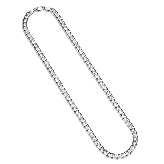UN3420 - Italian Chain Rhodium Plated Square Curb Chain Necklace - 20"