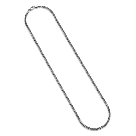 UN3524 - Italian Chain Rhodium Plated Curb Necklace - 24"