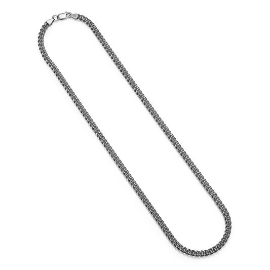 UN36 - Italian Chain Rhodium Plated Curb Necklace - 22"