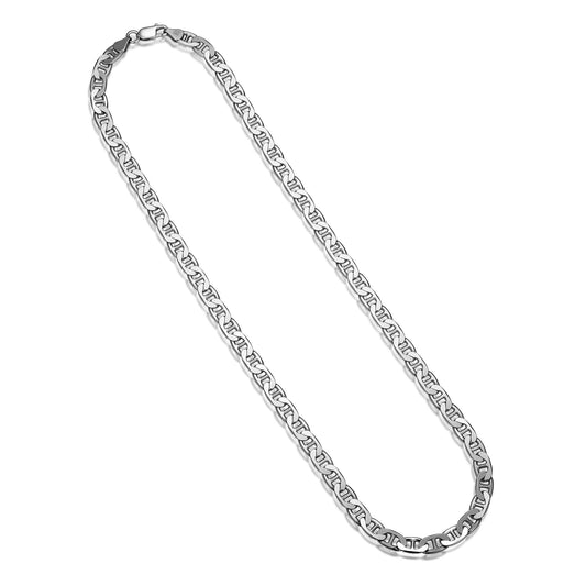 UN38 - Italian Chain Rhodium Plated Marine Necklace - 22"