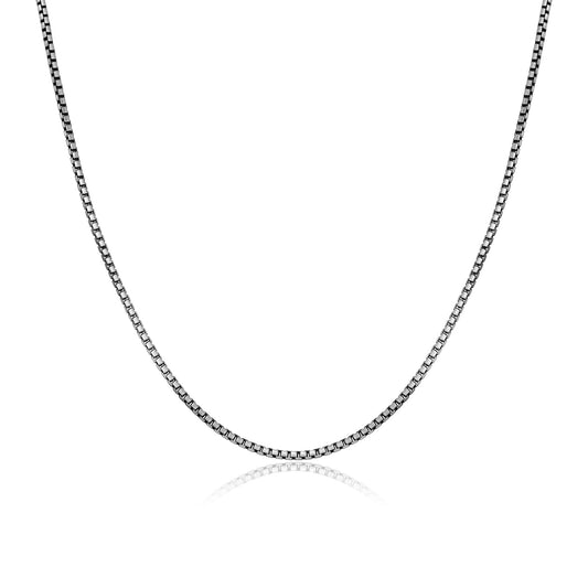 UN3920G - Italian Chain Brushed Gunmetal Round Box Chain Necklace - 20"