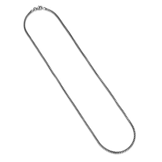 UN3922G - Italian Chain Brushed Gunmetal Round Box Chain Necklace - 22"
