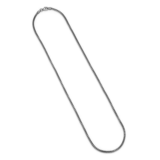 UN3920R - Italian Chain Rhodium Plated Round Box Chain Necklace - 20"