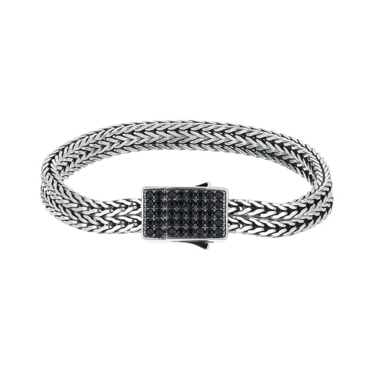 ub0117-genuine-black-sapphire-double-oxidized-foxtail-chain-bracelet