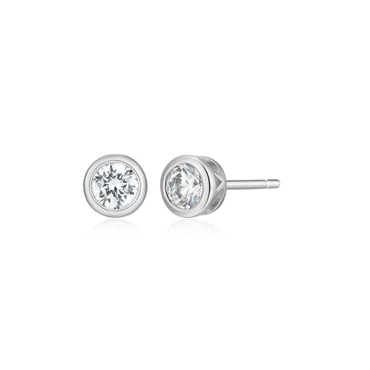 ME0143W - Bezel Solitaire 1/2 CTTW Stud Earrings