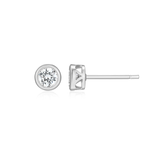 ME0143W - Bezel Solitaire 1/2 CTTW Stud Earrings