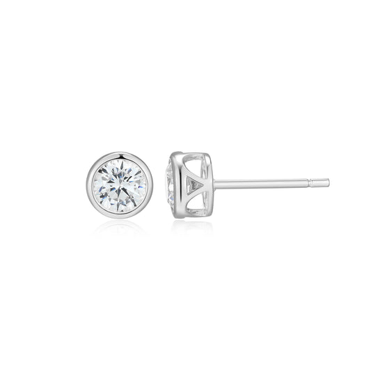 ME0144W - Bezel Solitaire 1.0 CTTW Stud Earrings
