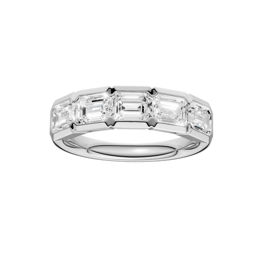 East West Bezel Set Ring(Emerald)