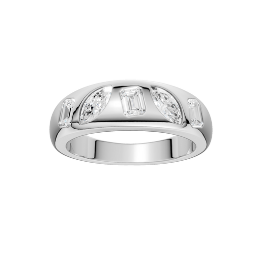 Fancy Shape Flush Set Diamond Ring(Em,Mq)