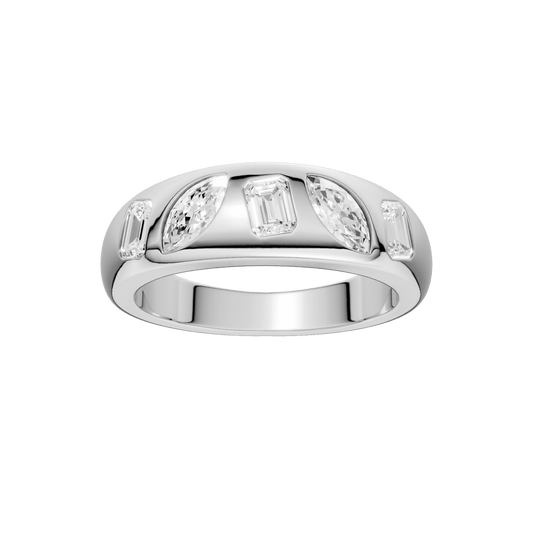 Fancy Shape Flush Set Diamond Ring(Em,Mq)