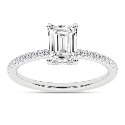 Hidden Halo Engagement Ring (Emerald)