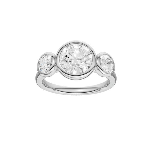 Bezel-Set 3-Stone Ring(Round)