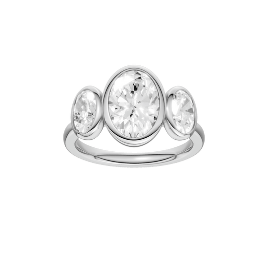 Bezel-Set 3-Stone Ring(Oval)