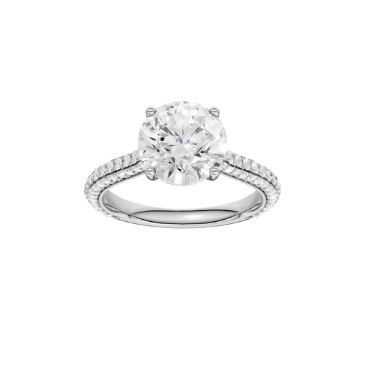 Hidden Halo Pave Engagement Ring(Round)