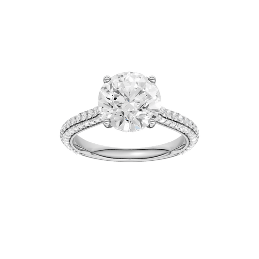 Hidden Halo Pave Engagement Ring(Round)