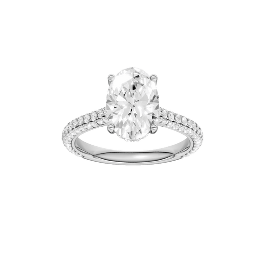Hidden Halo Pave Engagement Ring(Oval)