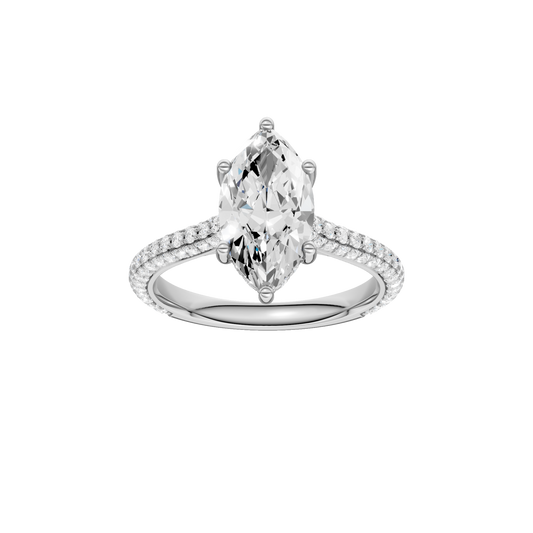 Hidden Halo Pave Engagement Ring(Marquise)