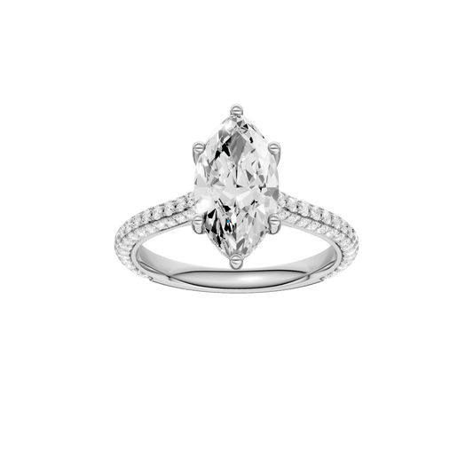 Hidden Halo Pave Engagement Ring(Marquise)
