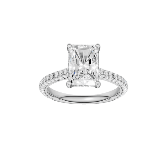 Hidden Halo Pave Engagement Ring(Radiant)