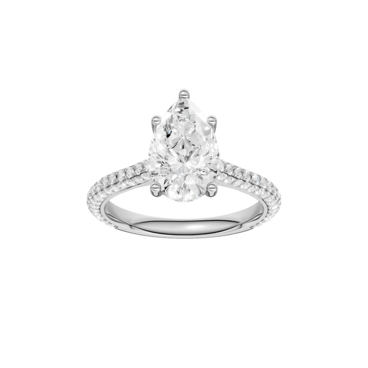 Hidden Halo Pave Engagement Ring(Pear)