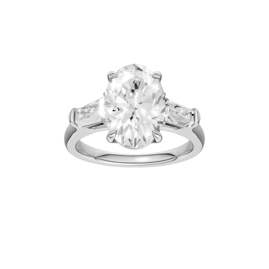 3-Stone Engagement Ring(Oval+Tapered)