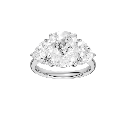 3-Stone Engagement Ring(Elongated Cushion+Heart)