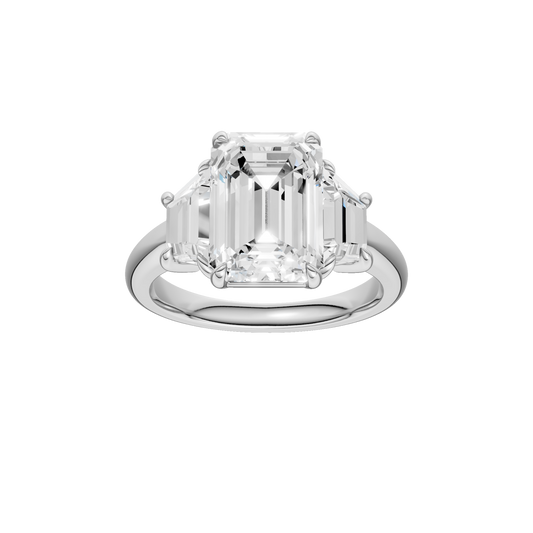 3-Stone Engagement Ring(Emerald+Trapezoid)