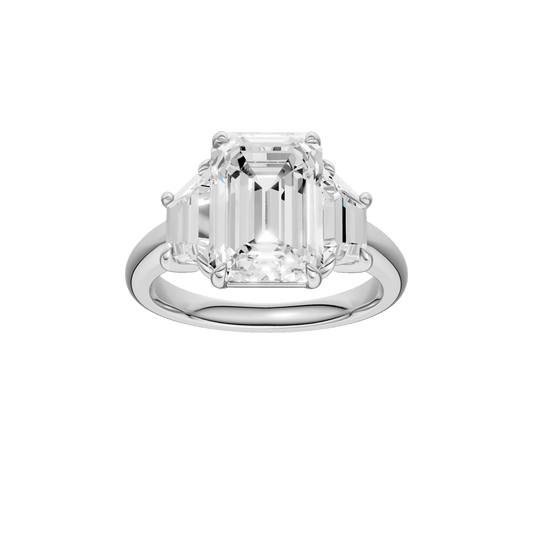 3-Stone Engagement Ring(Emerald+Trapezoid)