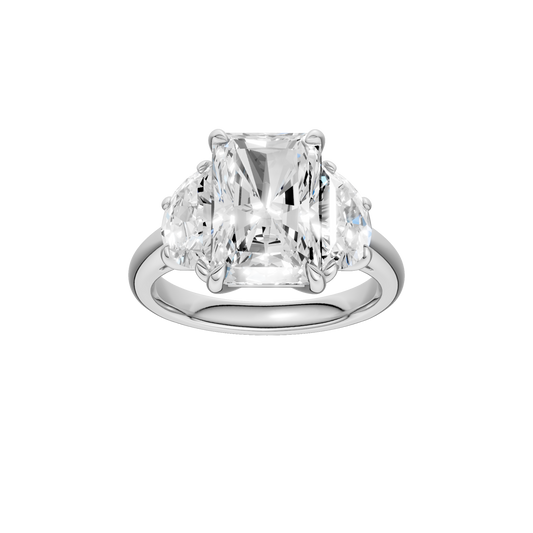 3-Stone Engagement Ring(Radiant+Half Moon)