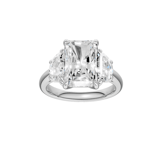 3-Stone Engagement Ring(Radiant+Half Moon)