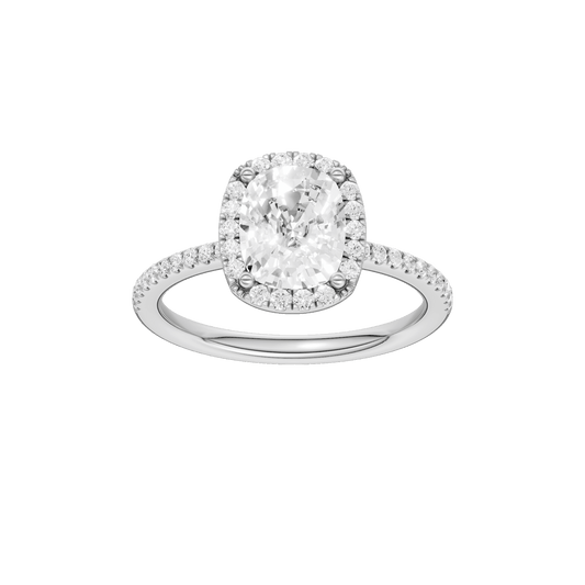 Petite Halo Peg Head Engagement Ring(Elongated Cushion)
