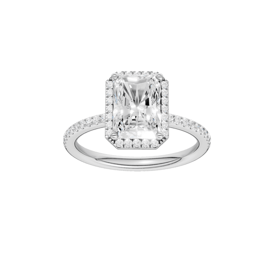 Petite Halo Peg Head Engagement Ring(Radiant)
