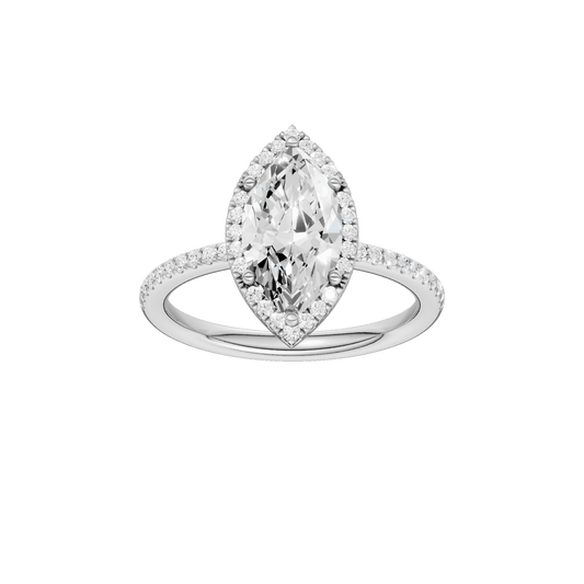 Petite Halo Peg Head Engagement Ring(Marquise)
