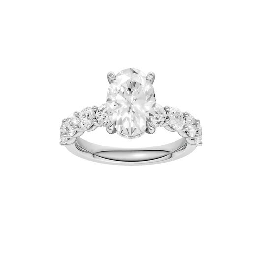 Semi Eternity Engagement Ring(Oval)