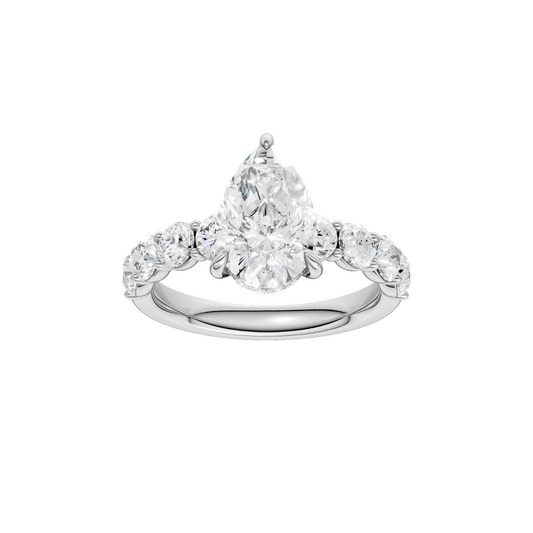 Semi Eternity Engagement Ring(Pear)