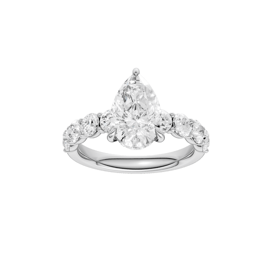 Semi Eternity Engagement Ring(Pear)