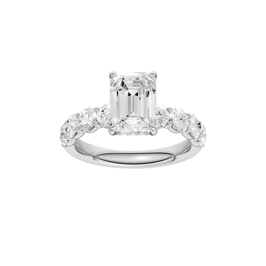 Semi Eternity Engagement Ring(Emerald)