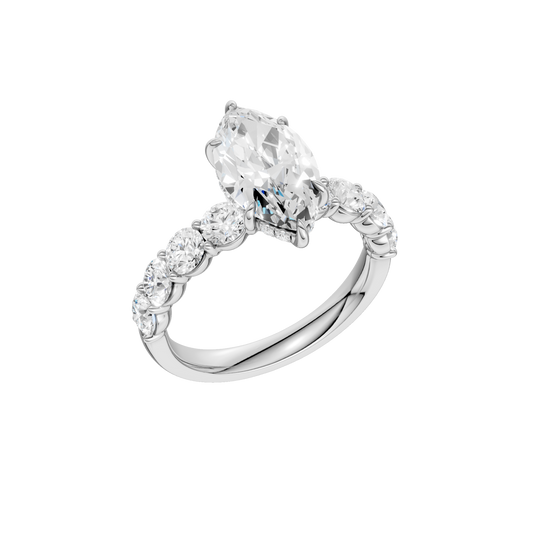 Semi Eternity Engagement Ring(Marquise)