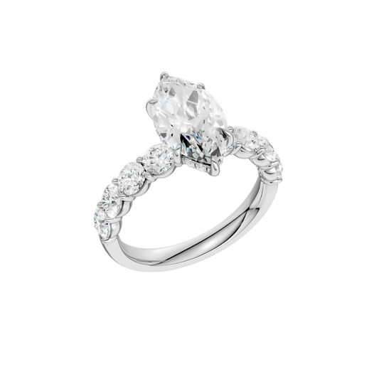 Semi Eternity Engagement Ring(Marquise)