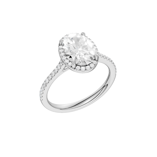 Petite Halo Cathedral Engagement Ring(Oval)