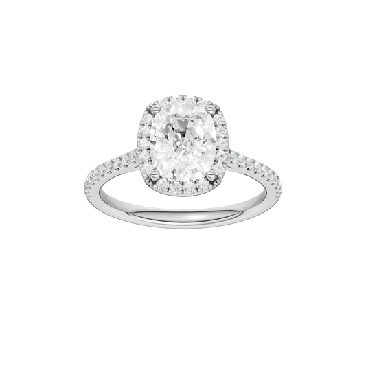 Petite Halo Cathedral Engagement Ring(Elongated Cushion)