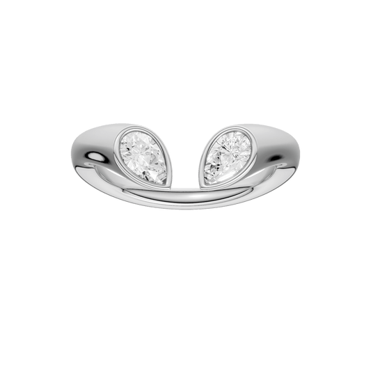 Flush-Set Open End Diamond Ring(Pear)