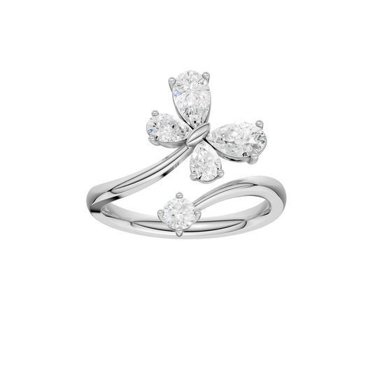 Butterfly Bypass Diamond Ring(Pear)