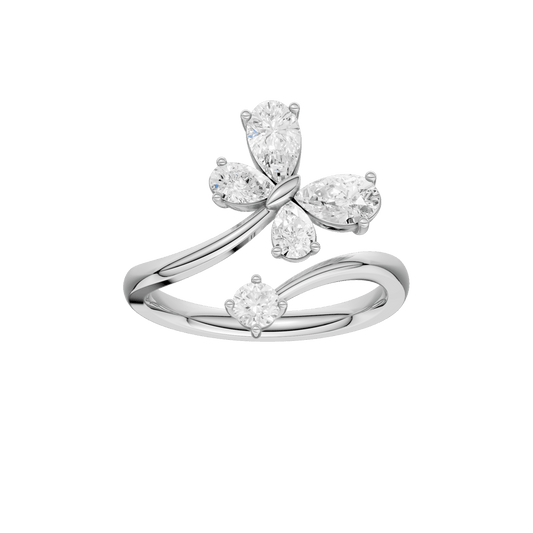 Butterfly Bypass Diamond Ring(Pear)