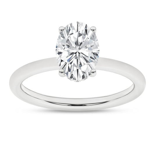 Hidden Halo Plain Shank Engagement Ring (Oval)